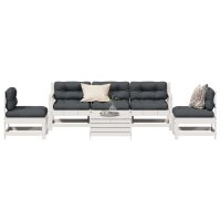 vidaXL 6-tlg. Garten-Lounge-Set mit Kissen Wei&szlig; Massivholz Kiefer