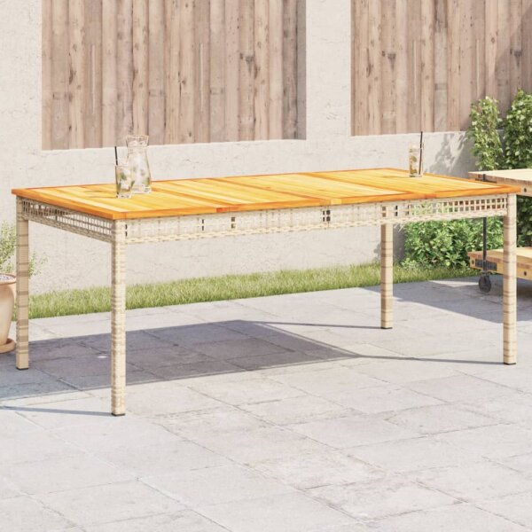 vidaXL Gartentisch Beige 180x90x75 cm Poly Rattan Akazienholz