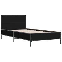 vidaXL Bettgestell Schwarz 90x200 cm Holzwerkstoff und Metall