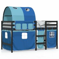 vidaXL Kinderhochbett mit Tunnel Blau 80x200 cm Massivholz Kiefer