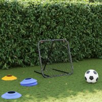 vidaXL Fu&szlig;ball-Rebounder Verstellbar Schwarz 84x73x60-80 cm Stahl