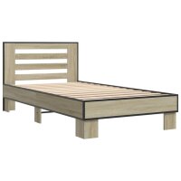 vidaXL Bettgestell Sonoma-Eiche 90x190 cm Holzwerkstoff und Metall