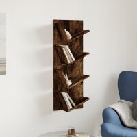 vidaXL Wand-B&uuml;cherregal mit 4 F&auml;chern R&auml;uchereiche 33x16x90 cm