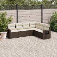 vidaXL 6-tlg. Garten-Sofagarnitur mit Kissen Braun Poly Rattan