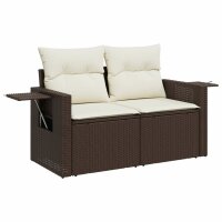 vidaXL 10-tlg. Garten-Sofagarnitur mit Kissen Braun Poly Rattan