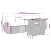 vidaXL 5-tlg. Garten-Sofagarnitur mit Kissen Grau Poly Rattan