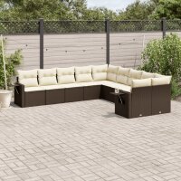 vidaXL 10-tlg. Garten-Sofagarnitur mit Kissen Braun Poly...