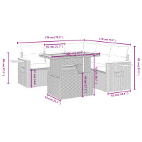 vidaXL 6-tlg. Garten-Sofagarnitur mit Kissen Grau Poly Rattan