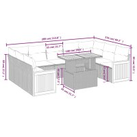 vidaXL 10-tlg. Garten-Sofagarnitur mit Kissen Grau Poly Rattan