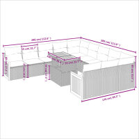 vidaXL 11-tlg. Garten-Sofagarnitur mit Kissen Grau Poly Rattan