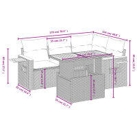 vidaXL 5-tlg. Garten-Sofagarnitur mit Kissen Grau Poly Rattan