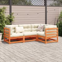 vidaXL 4-tlg. Garten-Sofagarnitur Wachsbraun Massivholz Kiefer