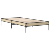 vidaXL Bettgestell Sonoma-Eiche 90x190 cm Holzwerkstoff und Metall