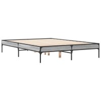 vidaXL Bettgestell Grau Sonoma 135x190 cm Holzwerkstoff und Metall