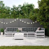 vidaXL 7-tlg. Garten-Lounge-Set mit Kissen Wei&szlig; Massivholz Kiefer