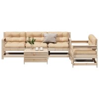 vidaXL 6-tlg. Garten-Lounge-Set mit Kissen Massivholz Kiefer