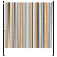 vidaXL Au&szlig;enrollo Gelb und Wei&szlig; 150x270 cm Stoff und Stahl