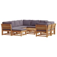 vidaXL 10-tlg. Garten-Lounge-Set mit Kissen Massivholz...