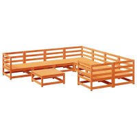 vidaXL 9-tlg. Garten-Sofagarnitur Wachsbraun Massivholz Kiefer