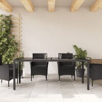 vidaXL Gartentisch mit Glasplatte Schwarz 190x90x75 cm Poly Rattan