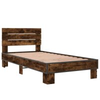 vidaXL Bettgestell R&auml;uchereiche 75x190 cm Holzwerkstoff und Metall