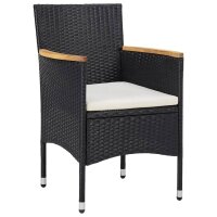 vidaXL 5-tlg. Garten-Essgruppe Poly Rattan und Massivholz Schwarz