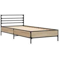 vidaXL Bettgestell Sonoma-Eiche 90x200 cm Holzwerkstoff und Metall