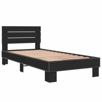 vidaXL Bettgestell Schwarz 90x200 cm Holzwerkstoff und Metall