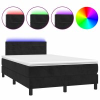 vidaXL Boxspringbett mit Matratze &amp; LED Schwarz 120x190 cm Samt