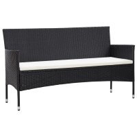 vidaXL 3-Sitzer-Gartensofa mit Kissen Schwarz Poly Rattan