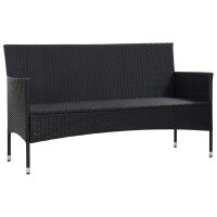 vidaXL 3-Sitzer-Gartensofa mit Kissen Schwarz Poly Rattan