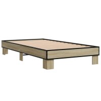 vidaXL Bettgestell Sonoma-Eiche 75x190 cm Holzwerkstoff und Metall