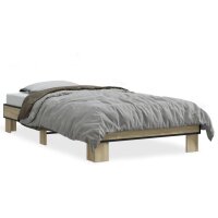 vidaXL Bettgestell Sonoma-Eiche 75x190 cm Holzwerkstoff und Metall