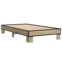 vidaXL Bettgestell Sonoma-Eiche 90x200 cm Holzwerkstoff und Metall