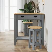 vidaXL 3-tlg. Bar-Set Grau Massivholz Kiefer