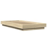 vidaXL Bettgestell mit LED Sonoma-Eiche 90x190 cm Holzwerkstoff