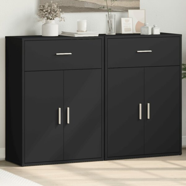 vidaXL Sideboards 2 Stk. Schwarz 60x30x84 cm Holzwerkstoff