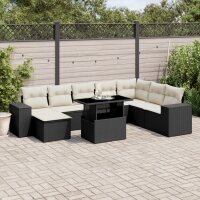 vidaXL 9-tlg. Garten-Sofagarnitur mit Kissen Schwarz Poly Rattan