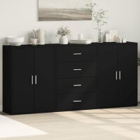 vidaXL Sideboards 3 Stk. Schwarz 60x31x84 cm Holzwerkstoff