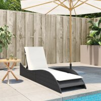 vidaXL Sonnenliege mit Auflage Schwarz 60x205x73 cm Poly Rattan