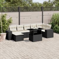 vidaXL 8-tlg. Garten-Sofagarnitur mit Kissen Schwarz Poly Rattan