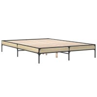 vidaXL Bettgestell Sonoma-Eiche 150x200 cm Holzwerkstoff und Metall