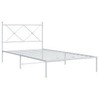 vidaXL Bettgestell mit Kopfteil Metall Wei&szlig; 107x203 cm