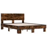 vidaXL Bettgestell R&auml;uchereiche 140x190 cm Holzwerkstoff und Metall