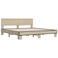 vidaXL Bettgestell Sonoma-Eiche 180x200 cm Holzwerkstoff und Metall