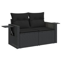 vidaXL 9-tlg. Garten-Sofagarnitur mit Kissen Schwarz Poly Rattan