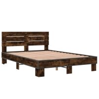 vidaXL Bettgestell R&auml;uchereiche 120x190 cm Holzwerkstoff und Metall