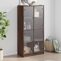 vidaXL Highboard mit T&uuml;ren Braun Eiche-Optik 68x37x142cm Holzwerkstoff