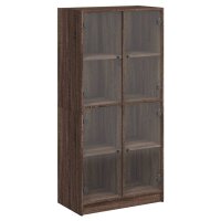 vidaXL Highboard mit T&uuml;ren Braun Eiche-Optik 68x37x142cm Holzwerkstoff