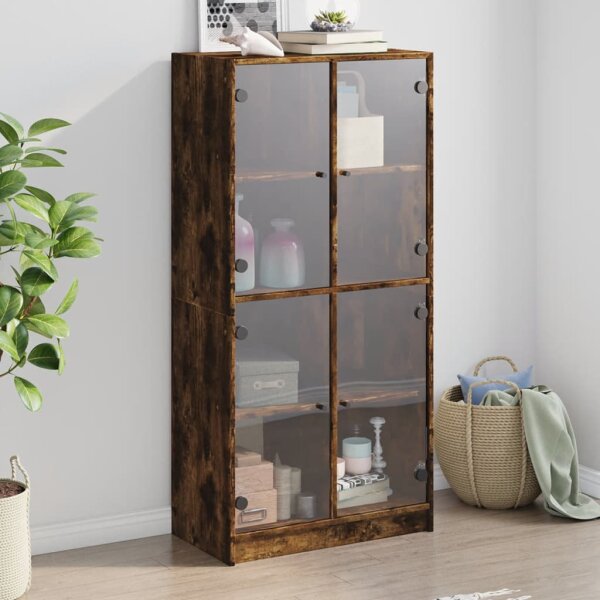 vidaXL Highboard mit T&uuml;ren R&auml;uchereiche 68x37x142 cm Holzwerkstoff